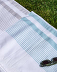 White & Stone Grey Striped 100% Turkish Cotton Peshtemal Towel