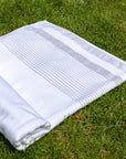 White & Stone Grey Striped 100% Turkish Cotton Peshtemal Towel