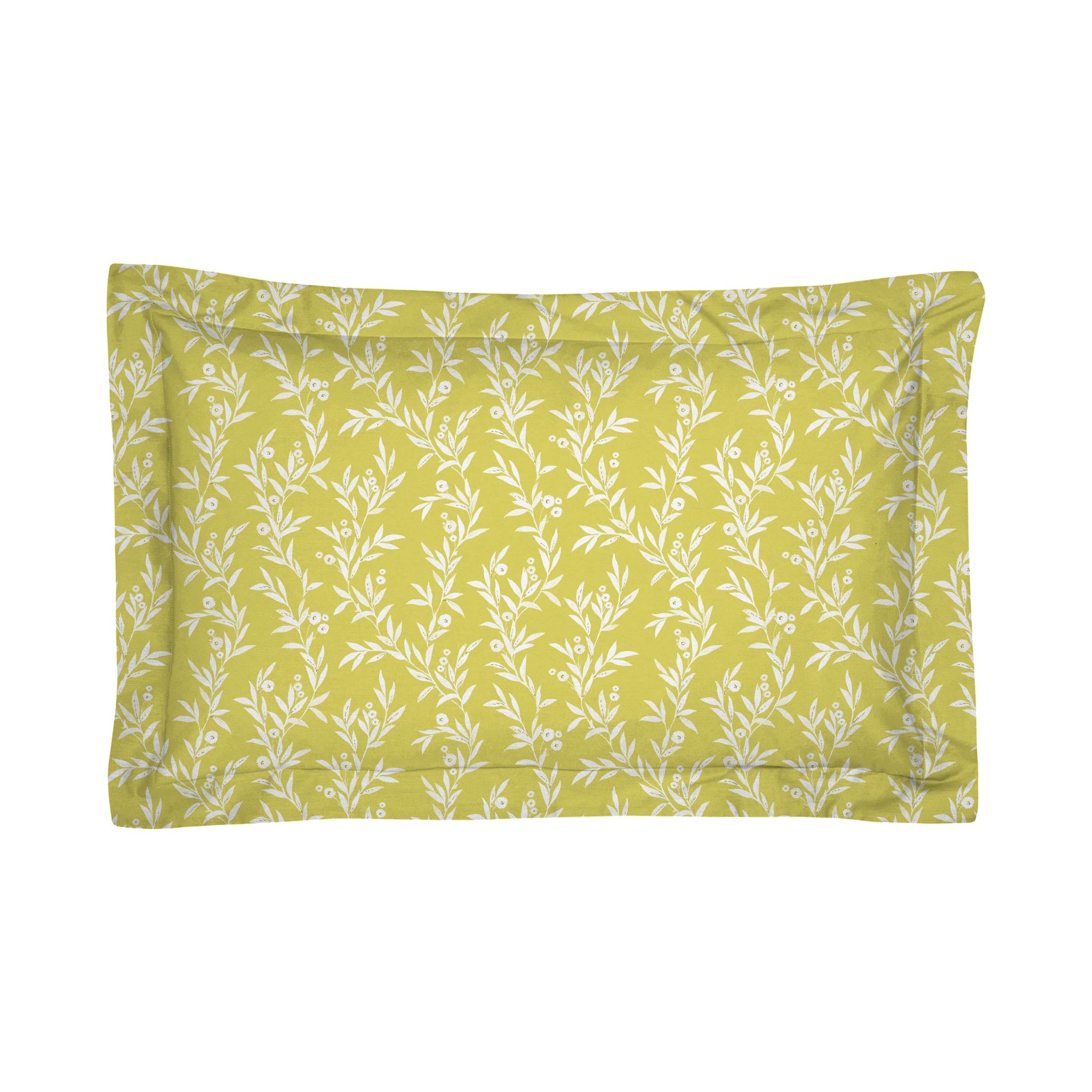 Pure Yellow Floral 200TC Cotton Percale Oxford Pillowcase Set