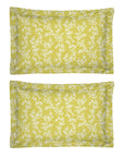 One Pair Pure Yellow Floral 200TC Cotton Percale Oxford Pillowcase