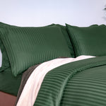 Green Striped 100% Cotton Sateen Duvet Cover