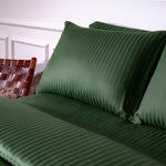 Green Striped 100% Cotton Sateen Standard Pillowcase