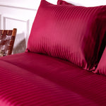 Burgundy Striped 100% Cotton Sateen Standard Pillowcase