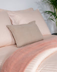 One Piece Cream Striped 100% Cotton Sateen Duvet Cover