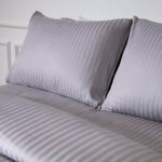 Grey Striped 100% Cotton Sateen Flat Sheet