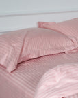 One Pair Blush Striped 100% Cotton Sateen Oxford Pillowcase