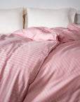 One Piece Blush Striped 100% Cotton Sateen Duvet Cover