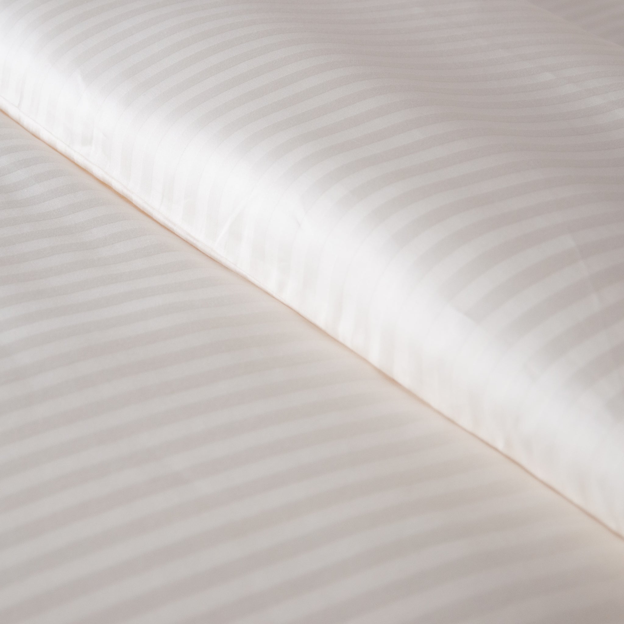 Pearl White Striped 100% Cotton Sateen Flat Sheet