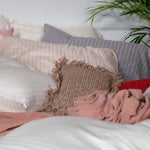 Cream Striped 100% Cotton Sateen Standard Pillowcase