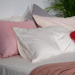 Grey Striped 100% Cotton Sateen Oxford Pillowcase