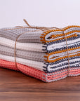 5-teiliges Waffelgeschirr- und Handtuch-Waschlappen-Set aus 100 % Baumwolle