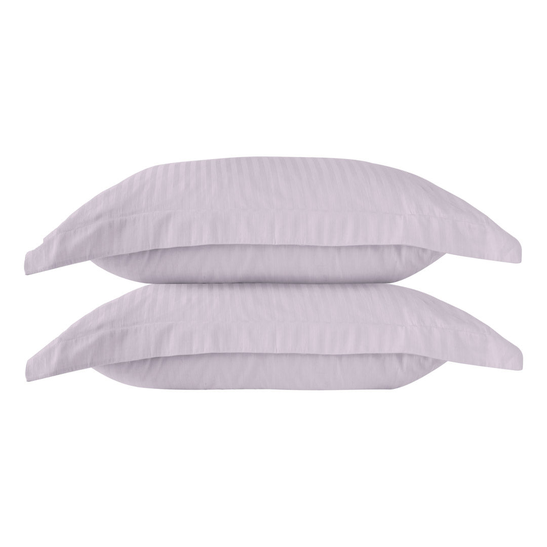 One Pair Grey Striped 100% Cotton Sateen Oxford Pillowcase