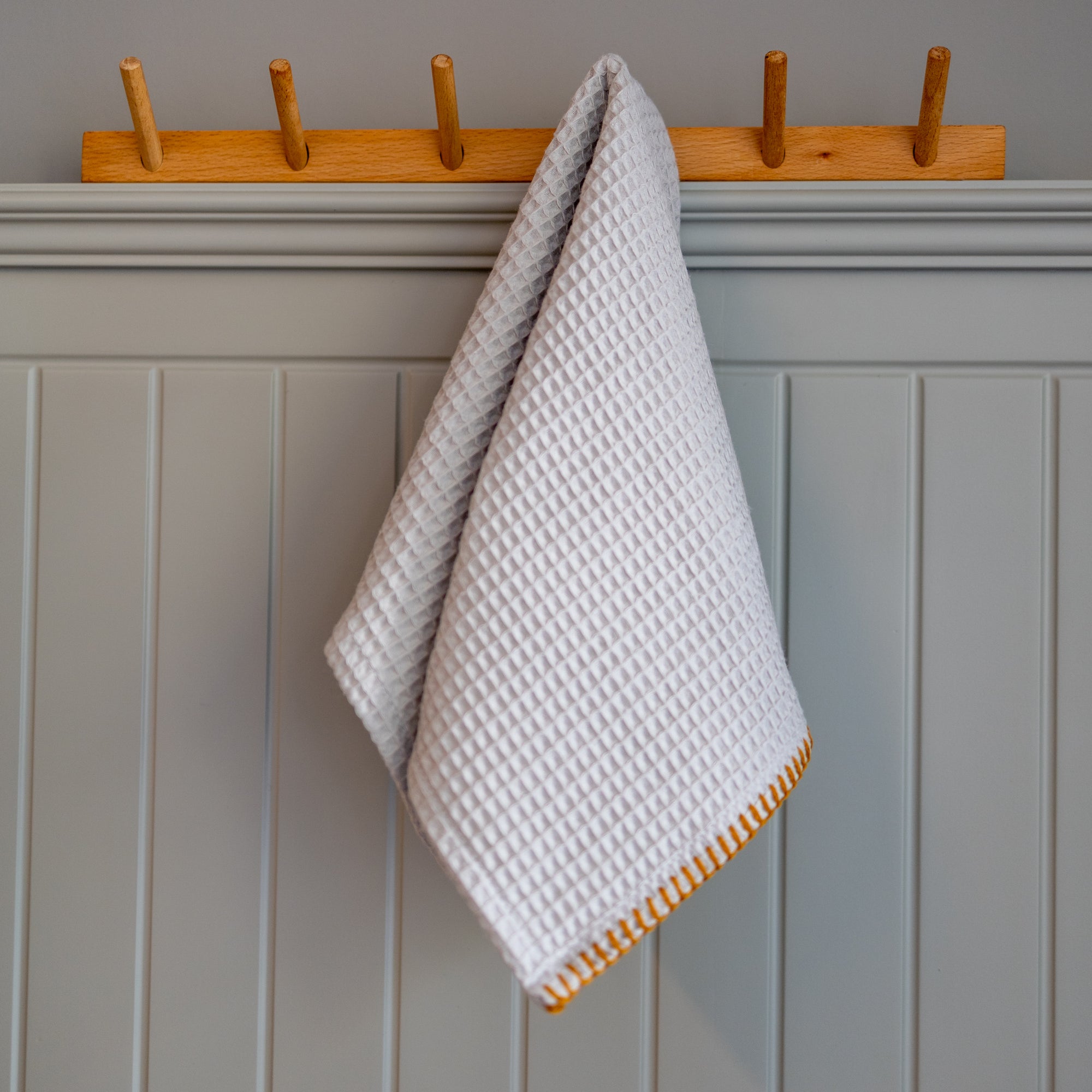 5-teiliges Waffelgeschirr- und Handtuch-Waschlappen-Set aus 100 % Baumwolle