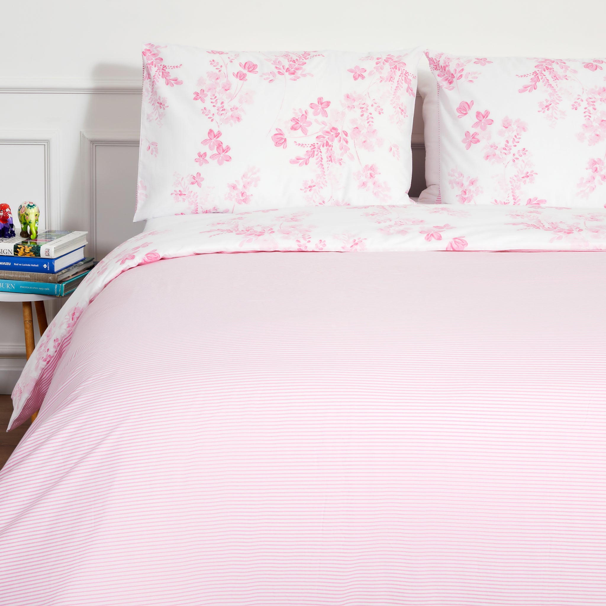 Sevilla Pink Floral Cotton Duvet Cover Bedding Set