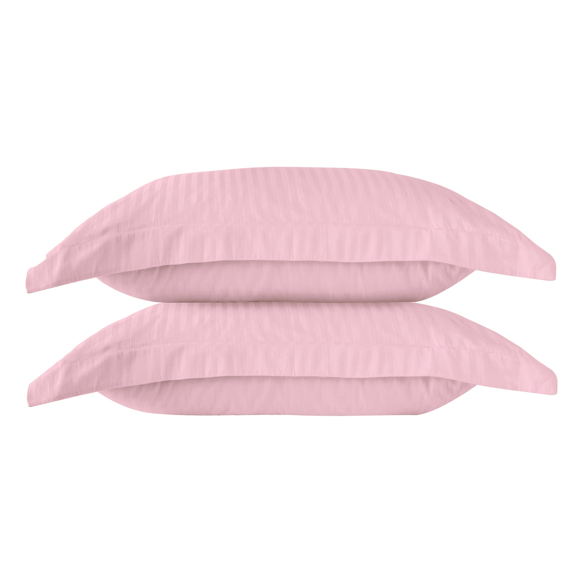 Une paire de taies d&#39;oreiller Oxford en satin de coton 100 % à rayures blush