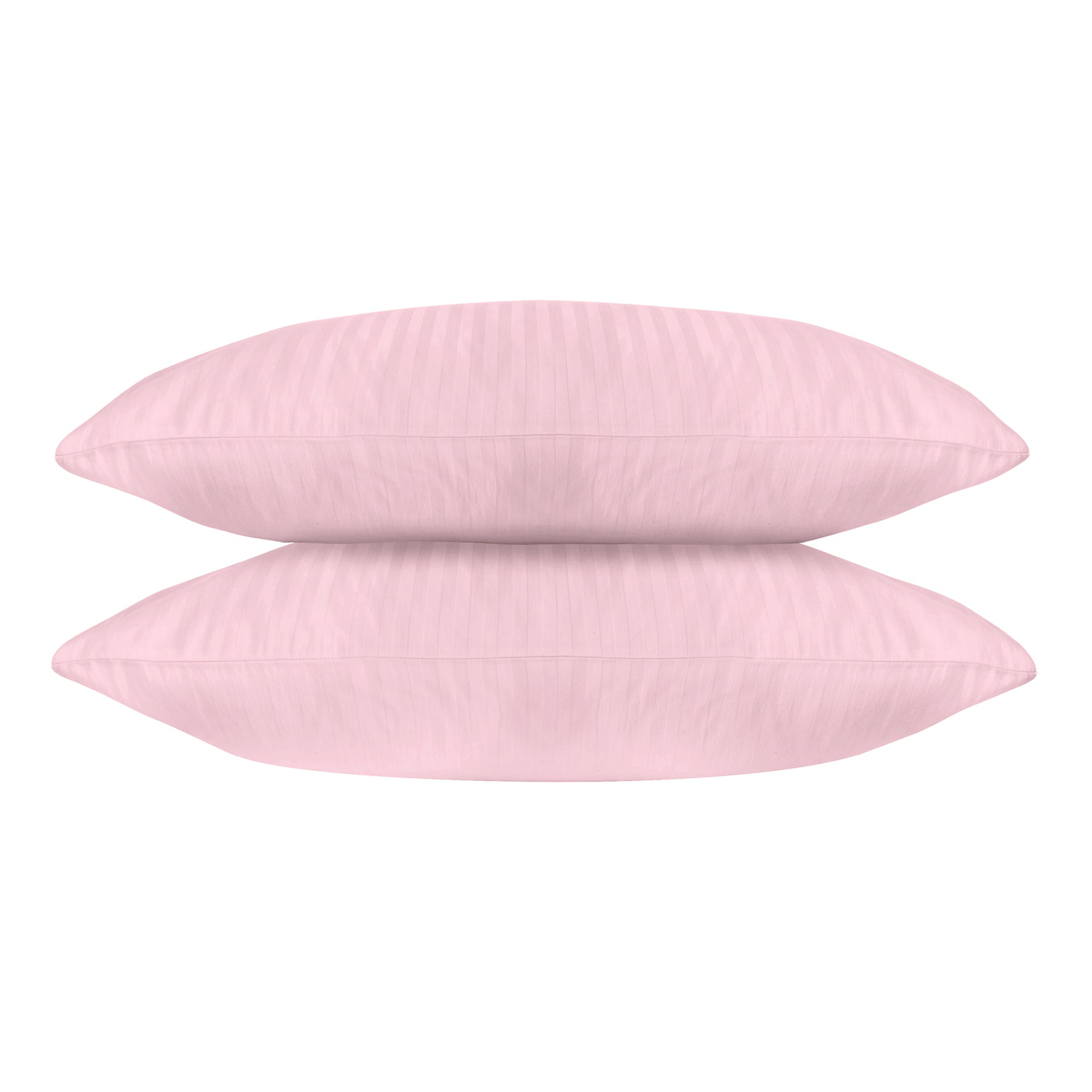 Une paire de taies d&#39;oreiller standard en satin de coton 100 % à rayures blush
