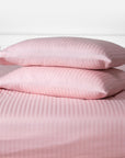 One Pair Blush Striped 100% Cotton Sateen Standard Pillowcase