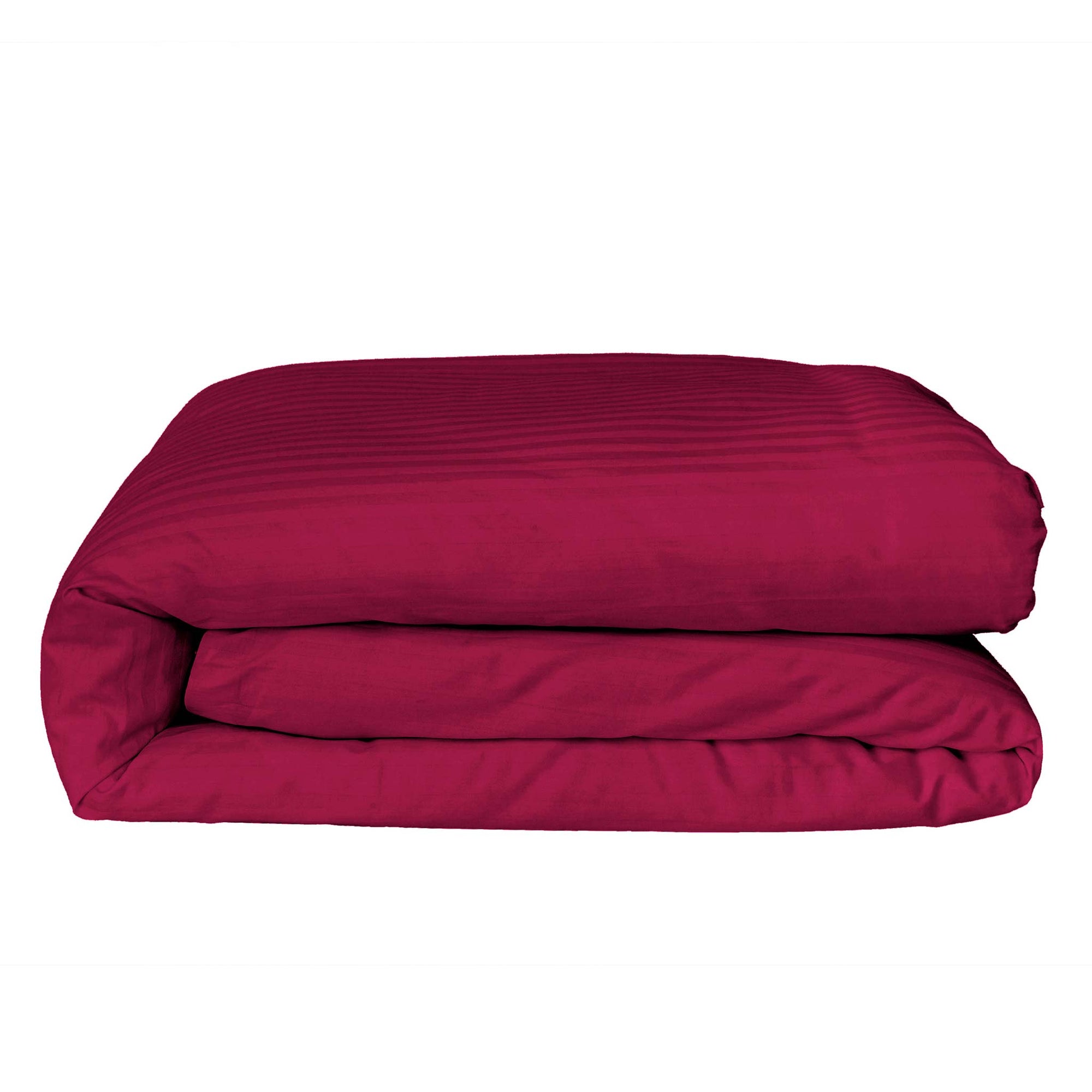Einteiliger burgunderrot gestreifter Bettbezug aus 100 % Baumwollsatin