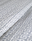 Classy Dark Grey Greek Key Cotton Duvet Cover Bedding Set