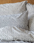 Classy Dark Grey Greek Key Cotton Duvet Cover Bedding Set