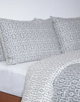 Classy Dark Grey Greek Key Cotton Duvet Cover Bedding Set