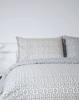 Classy Dark Grey Greek Key Cotton Duvet Cover Bedding Set
