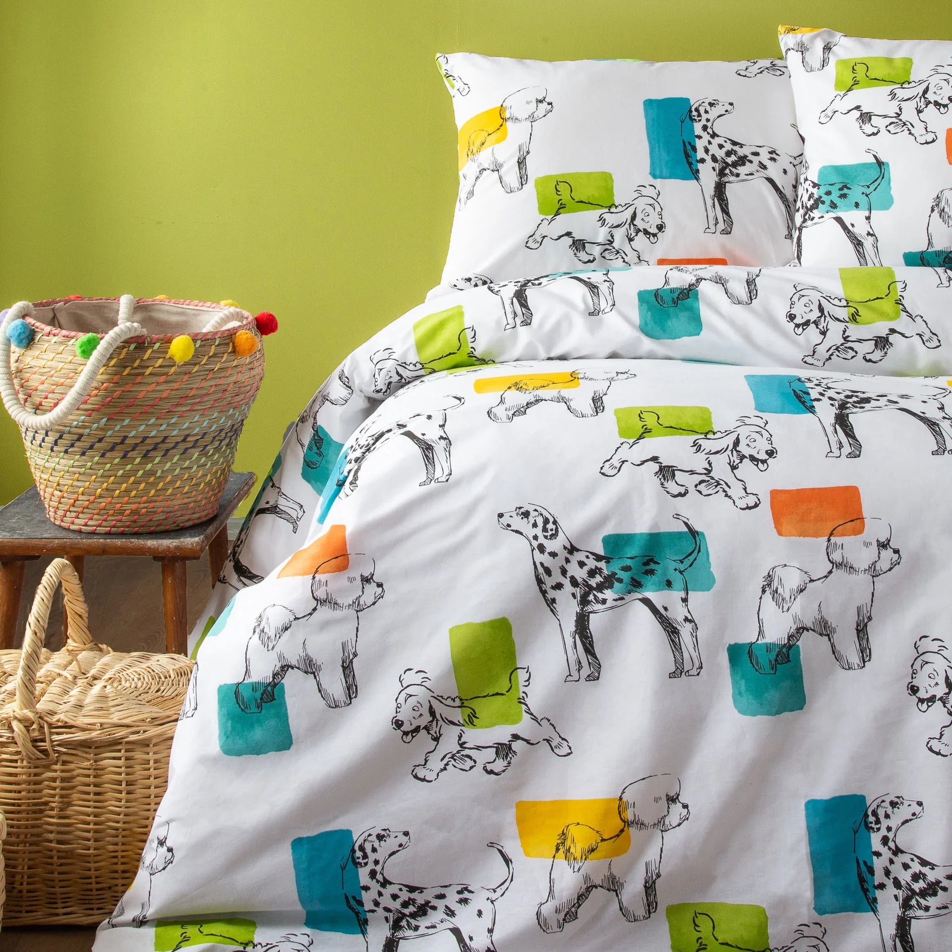 Cartoon Dog Kids Duvet Cover Single Boys Girls Animal Bedding Set