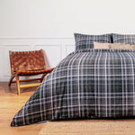 Flannel Green Plaid Brushed Cotton Duvet Cover Bedding Set