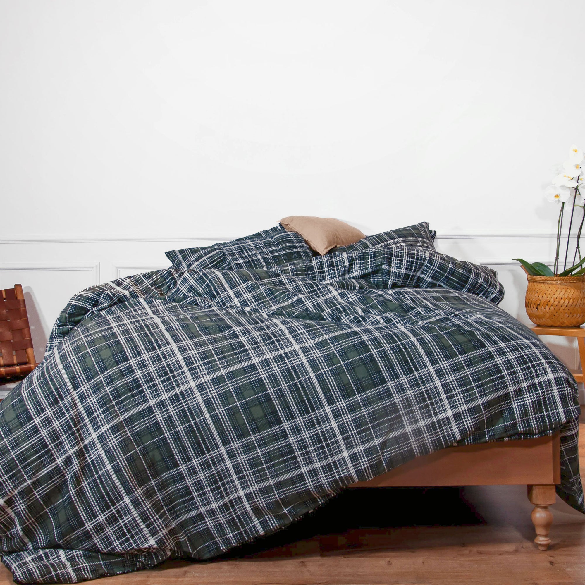 Bettwäsche-Set aus gebürsteter Baumwolle mit Flanell-Karomuster