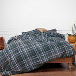 Flannel Green Plaid Brushed Cotton Duvet Cover Bedding Set