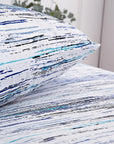 London Stripes Blue Striped Cotton Duvet Cover Bedding Set