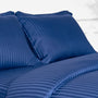 Housse de couette une pièce en satin de coton à rayures bleu marine 100 %