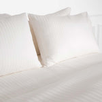 Pearl White Striped 100% Cotton Sateen Duvet Cover