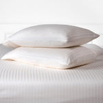 Pearl White Striped 100% Cotton Sateen Standard Pillowcase