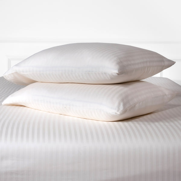 Pearl White Striped 100% Cotton Sateen Standard Pillowcase