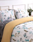 Parure de lit housse de couette en coton fleuri jaune bleu Provance