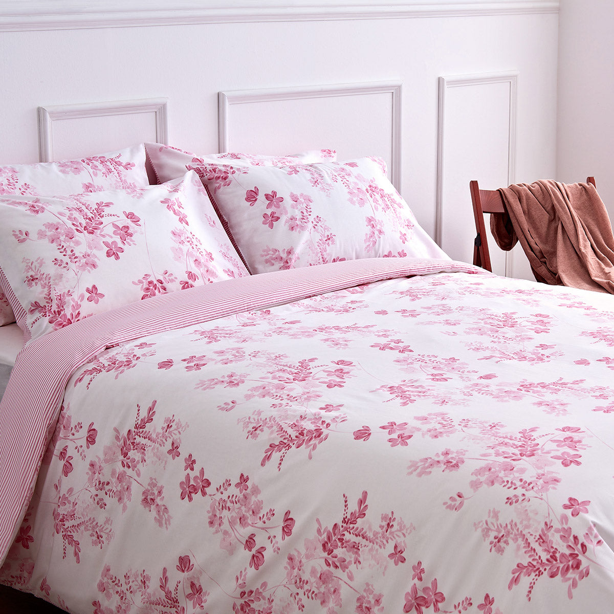 Sevilla Pink Floral Cotton Duvet Cover Bedding Set