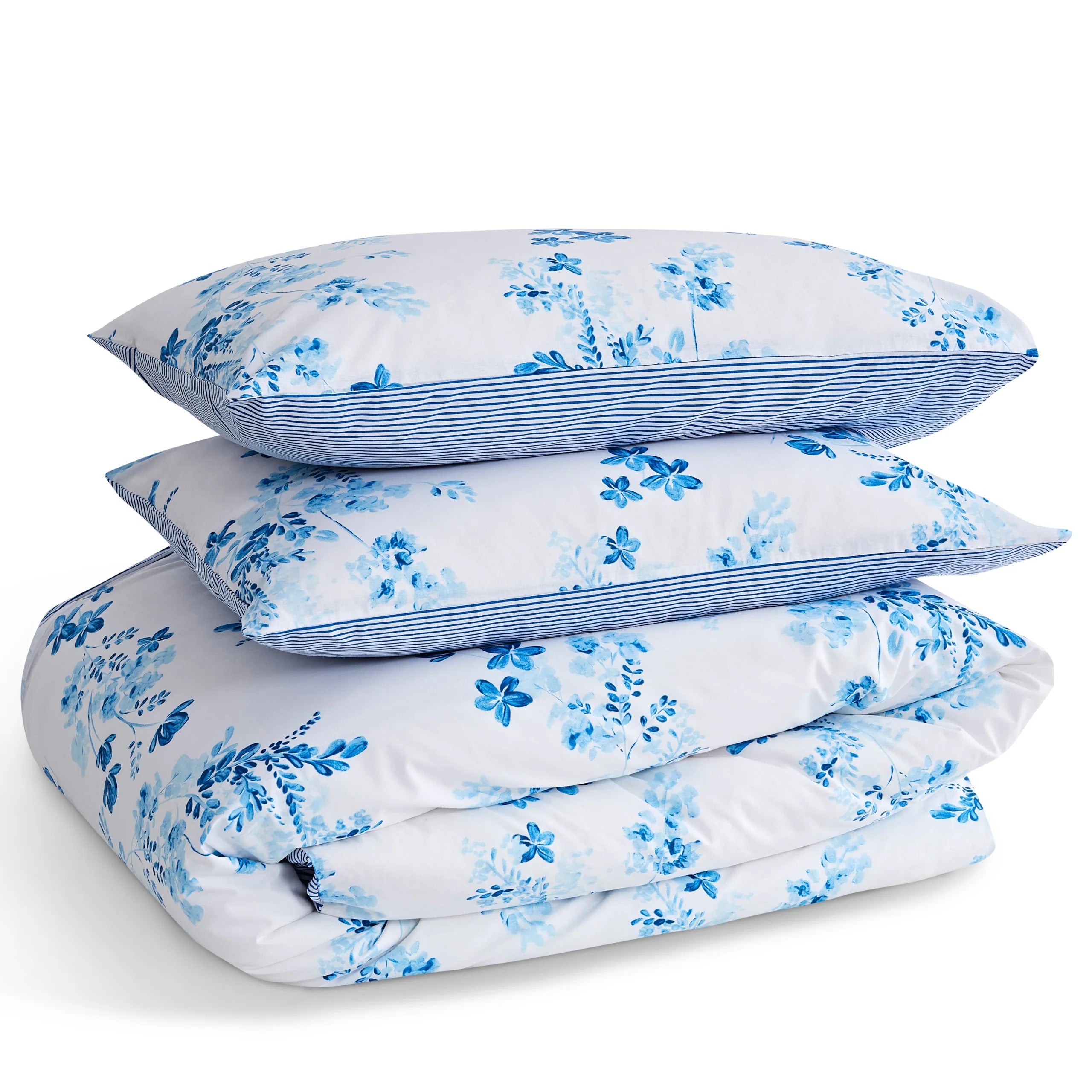 Sevilla Blue Floral Cotton Duvet Cover Bedding Set