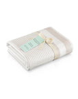 White & Stone Grey Striped 100% Turkish Cotton Peshtemal Towel
