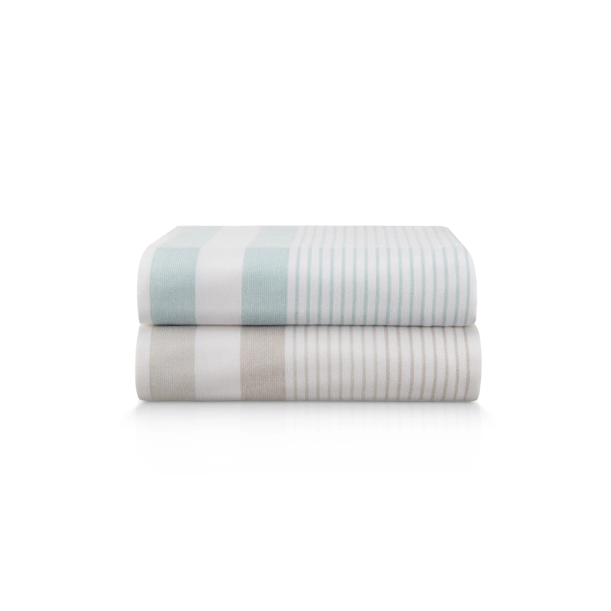 White &amp; Stone Grey Striped 100% Turkish Cotton Peshtemal Towel
